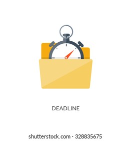 Vector illustration. Flat folder. Document and information. Computing. countdown timer.