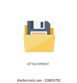 Vector illustration. Flat folder. Document and information. Computing. Floppy disk. 