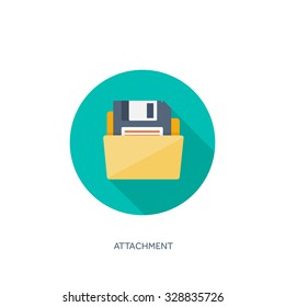Vector illustration. Flat folder. Document and information. Computing. Floppy disk. Information.