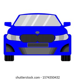 Vector illustration of flat front sports car design blue front