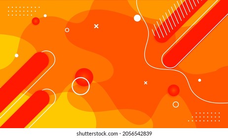 Vector illustration flat geometric memphis background with orange background Premium Vector. Suitable for cover background, flyer, poster, presentation and etc.
