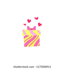 Vector illustration flat gift box. Can be used for greeting cards, stickers, promotion, banners, stickers.