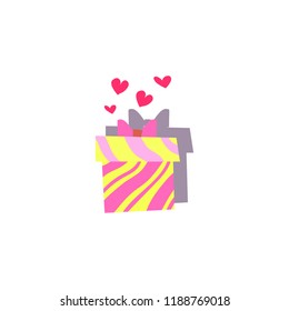 Vector illustration flat gift box. Can be used for greeting cards, stickers, promotion, banners, stickers.