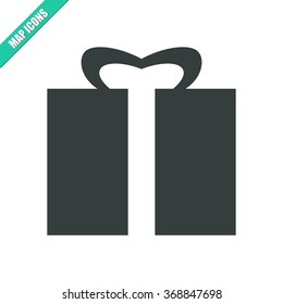 Vector illustration flat giftbox icon. Could be used as menu button, user interface element template, badge, sign, symbol, company logo