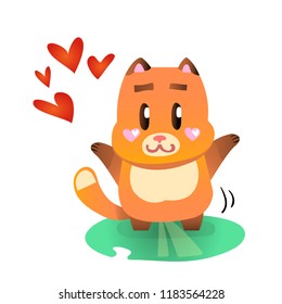 Vector illustration, Flat ginger smiling fox. Applicable for greeting cards, stickers, t-shirt prints, banners, etc.