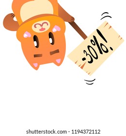 Vector illustration, Flat ginger smiling cat holding a table. Applicable for greeting cards, stickers, t-shirt prints, banners, etc.