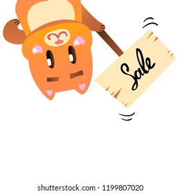 Vector illustration, Flat ginger smiling cat holding a table. Applicable for greeting cards, stickers, t-shirt prints, banners, etc.