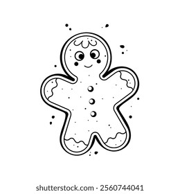 Vector illustration in a flat gingerbread man style on a white background. Christmas pastries. Christmas cookies and gingerbread man.