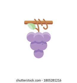 Ilustración vectorial Uvas planas aisladas de fondo blanco , estilo mínimo , Materias primas fruta fresca