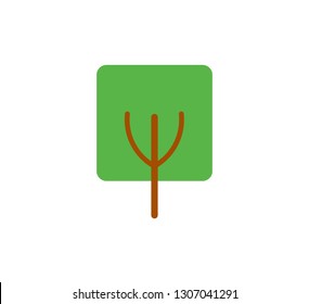 Vector illustration, flat green tree. Isolated on white background, can be used as icon for nature designs, maps, landscapes, etc.