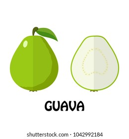 Vector Illustration Flat Guava isolated on white background , minimal style , Raw materials fresh fruit