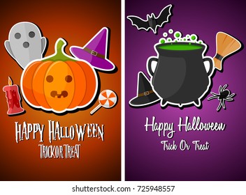 Halloween Night Poster Vector Illustration Pumpkin Stock Vector 