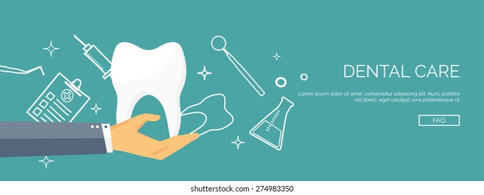 Vector illustration. Flat header. Medical background. First aid and diagnostic. Medical research and therapy. Global healthcare.