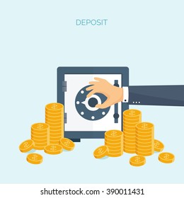 Vector illustration. Flat header. Money, money making. Web payments. World currency. Internet store, shopping. Pay per click. Business.