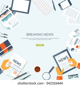 Vector illustration.  Flat header. Newsletter, information. Business,online market news.  