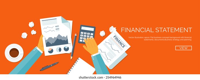 Vector illustration. Flat header. Online news. Newsletter and information. Business and market news. Financial report.