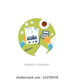 Vector illustration. Flat header. Online news. Newsletter and information. Business and market news. Financial report.