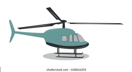 Vector illustration of flat helicopter, aircraft