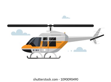 Vector illustration of flat helicopter. Colorful illustration.