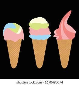 vector illustration of flat ice cream