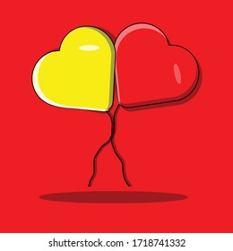 Vector Illustration Flat icon Ballon Love,Cartoon Style Design