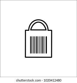 Vector illustration. A flat icon. Barcode on the bag.