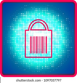 Vector illustration. A flat icon. Barcode on the bag.