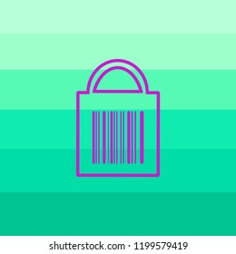 Vector illustration. A flat icon. Barcode on the bag.