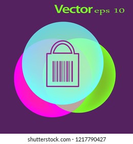 Vector illustration. A flat icon. Barcode on the bag.