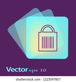 Vector illustration. A flat icon. Barcode on the bag.