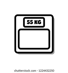 Vector illustration flat icon of bath scales. Black outline, white background