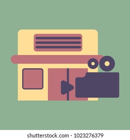 Vector illustration of flat icon building cinema camera
