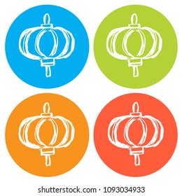 Vector Illustration of Flat Icon Circle of Japan Lantern Light. Outline, Silhouette, Sign, Logo, Symbol, Object, Graphic Design, Background, Element, Illustration for Print.