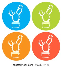 Vector Illustration of Flat Icon Circle of Cactus Nature Plant Succulent. Outline, Silhouette, Sign, Logo, Symbol, Object, Graphic Design, Background, Element, Illustration for Print.
