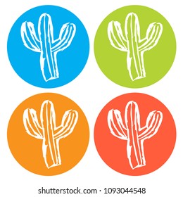 Vector Illustration of Flat Icon Circle of Cactus Nature Plant Succulent. Outline, Silhouette, Sign, Logo, Symbol, Object, Graphic Design, Background, Element, Illustration for Print.