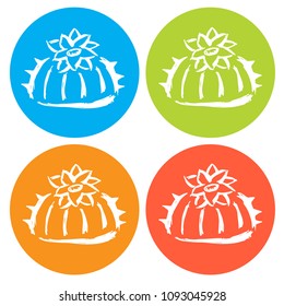 Vector Illustration of Flat Icon Circle of Cactus Nature Plant Succulent. Outline, Silhouette, Sign, Logo, Symbol, Object, Graphic Design, Background, Element, Illustration for Print.