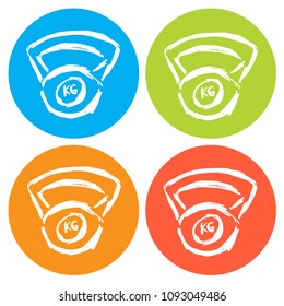 Vector Illustration of Flat Icon Circle of Fitness Weights Dumbbell Sport Gym. Outline, Silhouette, Sign, Logo, Symbol, Object, Graphic Design, Background, Element, Illustration for Print.