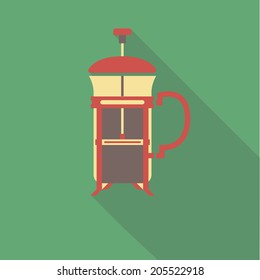 vector illustration flat icon of French press coffeemaker