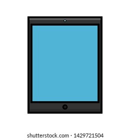 Vector illustration of a flat icon of a modern digital digital rectangular mobile tablet isolated on white background. Concept: computer digital technologies