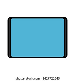 Vector illustration of a flat icon of a modern digital digital rectangular mobile tablet isolated on white background. Concept: computer digital technologies