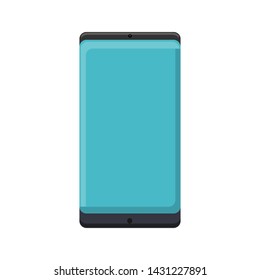 Vector illustration of flat icon of modern digital digital rectangular smartphone mobile phone with isolated on white background. Concept: computer digital technologies