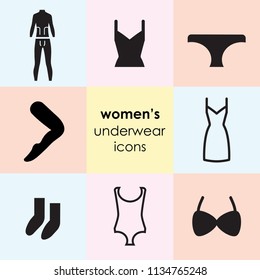 vector illustration of flat icon set with women underwear items