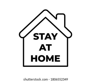 Vector illustration flat icon of stay at home, stay safe, isolated flat symbol on white background.