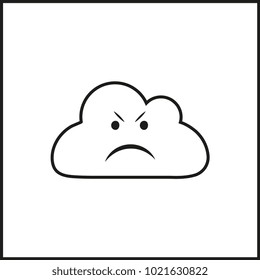 vector illustration flat icon weather smileys - angry cloud