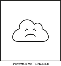 vector illustration flat icon weather smileys - sad cloud
