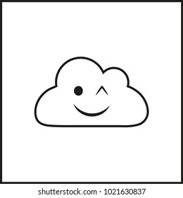 vector illustration flat icon weather smileys - winking cloud
