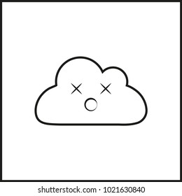 vector illustration flat icon weather smileys - sick cloud