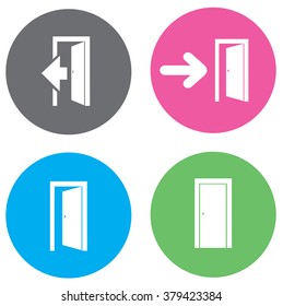 vector illustration of flat icons open door