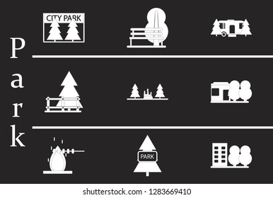 Vector illustration of flat icons set Parks