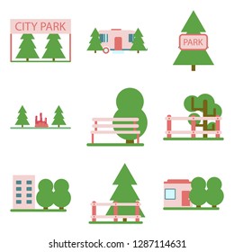 Vector illustration of flat icons set Parks